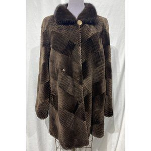 sheared beaver groove stroller sections mahogany mink collar (99070)